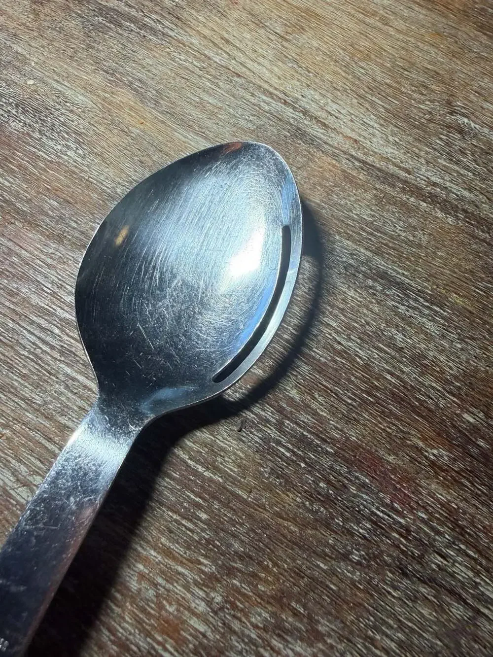 Vintage Mid-Century Modern Stainless Steel Slotted Serving Spoon